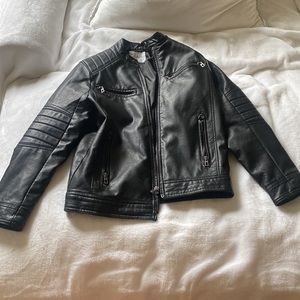 Bundle of Zara boys leather jacket and old navy boys short sleeve shirt